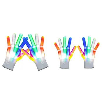 1 пара светодиодных перчаток Креативный световой реквизит Сувениры для вечеринок Красочное освещение 6 Передач Забавная игрушка для девочек Мальчиков Детей взрослых