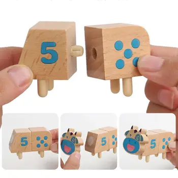 10 деревянных строительных блоков для малышей, игры для раннего обучения, цветные игрушки Монтессори, развивающие игрушки для девочек, подарки