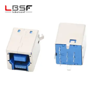 100pcsUSB Тип B 3.0 B Женский 180-градусный вертикальный подключаемый модуль USB BF180 градусов синий клей квадратный квадратный порт материнская база принтера