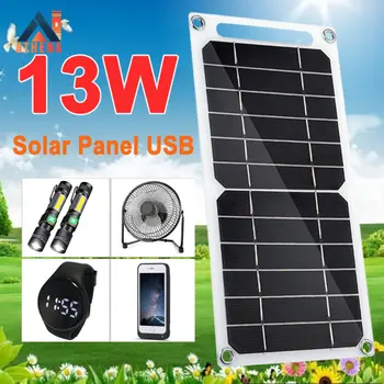 13 Вт Солнечная панель 5 В USB Портативная мощность Наружная Монокристаллическая Кремниевая пластина солнечной батареи Походный рюкзак Зарядное Устройство для телефона