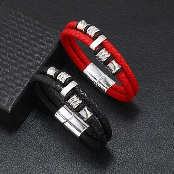 2022 Новый Оригинальный кожаный браслет в винтажном стиле для мужчин, унисекс, многослойная магнитная застежка ручной работы, ежедневное ношение, Рождественский подарок