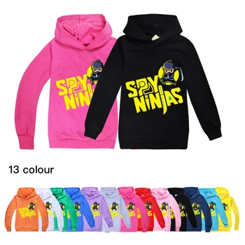 2023 Spy Ninjas B Детская одежда Хлопковый свитер с капюшоном Уличная толстовка Пуловер с героями мультфильмов Одежда для подростков в стиле хип-хоп для мальчиков и девочек