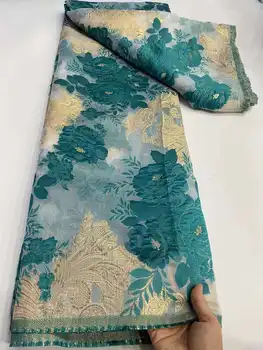 2023 Высококачественная Парча Жаккардовая ткань Нигерийская цветочная Дамасская ткань Цветочная Органза Тюль Сетчатый кружевной материал для платья Невесты