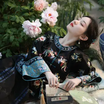 2023 Китайская республика стиль леди традиционное платье чонсам ханфу женское элегантное винтажное платье ципао с цветочным принтом топ ципао