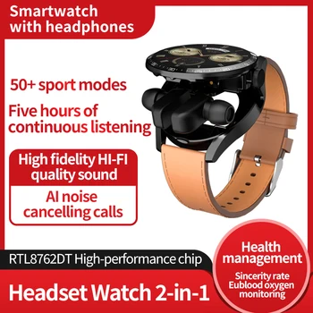 2023 Новые смарт-часы для мужчин TWS Гарнитура Часы 2-в-1 Bluetooth Вызов пульсометр Eublood Oxygen IP67 Водонепроницаемый для IOS