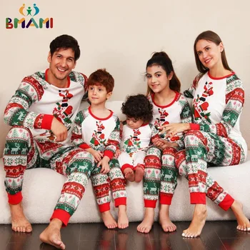 2023 Рождественская одежда для семьи с рисунком Санта-Клауса, Комплекты пижам для отца, матери и детей, Рождественские пижамы, Семейные топы + брюки