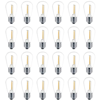 24 Упаковки Сменных Лампочек 3V LED S14, Небьющиеся Наружные Солнечные Струнные Лампочки, Теплый Белый