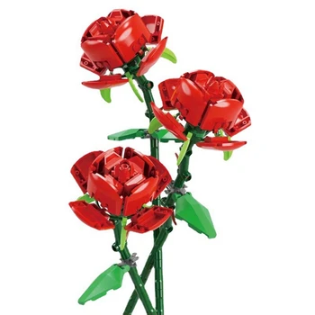 3 Розы Романтический Блок Набор Подарков DIY Строительный блок Детские Игрушки Подарки Украшение домашнего растения Цветок