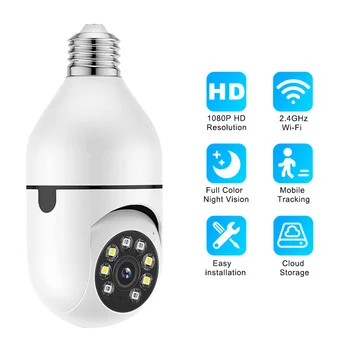 360 ° E27 Светодиодная лампа Full HD 1080P Беспроводная домашняя безопасность WiFi IP-камера видеонаблюдения Двухстороннее аудио Панорамное ночное видение