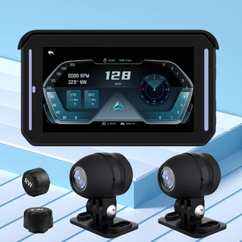 5-дюймовый монитор с экраном GPS Аудиозапись Беспроводной Carplay Android Авторегистратор Камера Видеорегистратор Монитор мотоцикла GPS Отслеживание