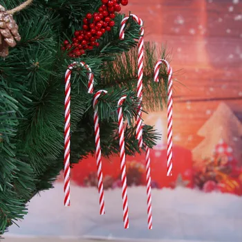 6 шт./пакет Рождественский пластиковый леденец Рождественская елка Подвесное украшение для праздничной новогодней вечеринки