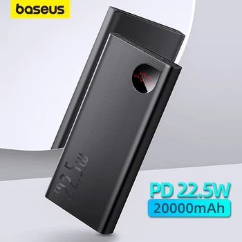Baseus 22,5 Вт Power Bank 20000 мАч Портативная Быстрая Зарядка Powerbank Type C PD Qucik Charge Внешнее Зарядное Устройство Для iPhone 14
