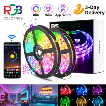 ColorRGB,Светодиодная лента, Гибкая Лента RGB 5050, DIY Led Light Strip RGB Tape Diode DC 12V bluetooth Рождественские огни