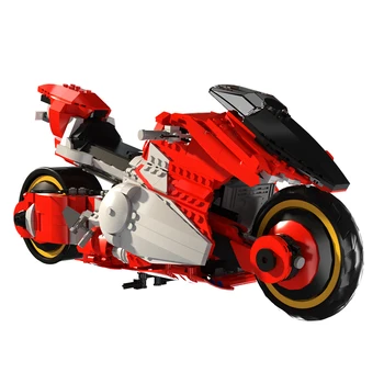 Gobricks MOC Красный Гоночный мотоцикл, Модель мотоцикла, Кирпичи, Строительный блок, Развивающие Игрушки для творчества, подарок для детей и взрослых