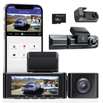 M550 Pro Dash Cam 3-Канальный Автомобильный Видеорегистратор 4K + 1080P Автоматическая Видеокамера Встроенный WiFi GPS с 64 ГБ/128 ГБ SD-картой ИК Ночного видения