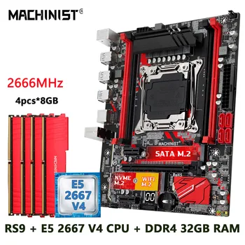 MACHINIST X99 Комплект материнской платы Kit LGA 2011-3 Процессор Xeon CPU E5 2667 V4 + оперативная память DDR4 4 *8 ГБ NVME M.2 usb3.0 M-ATX RS9