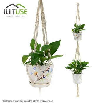 wituse подвесная вешалка для растений макраме, держатель для кашпо, корзина для садового цветочного горшка, украшение для помещений и улицы, хлопковая веревка, 3 типа