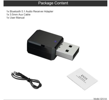 Аудиоприемник KN318 Bluetooth с двойным выходом AUX USB стерео громкой связи для автомобильного телефона