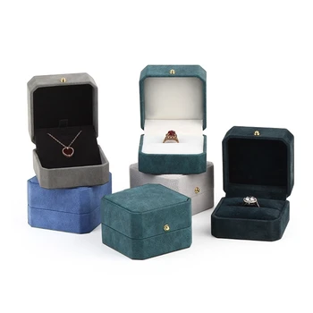 Бархат ювелирные изделия кольцо коробка восьмиугольник премиум великолепный винтажный кольцо подарочная коробка для предложения, свадебные помолвки 
