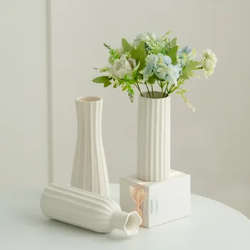 Белая ваза в европейском стиле, украшение для дома, Керамическая ваза для засушенных цветов, Простой настольный орнамент для гостиной, Садовый декор