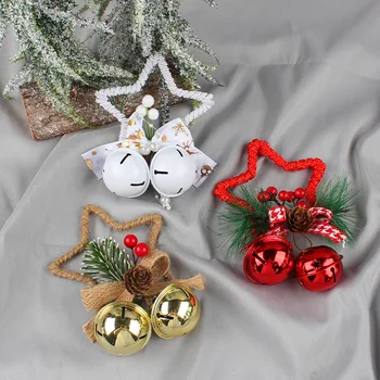 Большие Рождественские колокольчики, 5,5-дюймовые колокольчики с рождественскими звездами, колокольчики в деревенском стиле, Рождественские Елочные венки, Гирлянды, Праздничные декоры