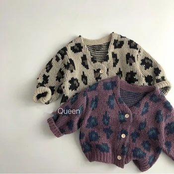 Весенне-осенний детский кардиган из мохера, вязаный повседневный свитер с V-образным вырезом для мальчиков и девочек