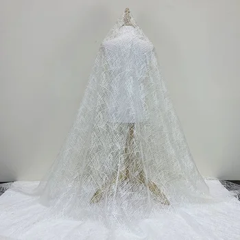 Высококачественная новая ткань для шитья telas White Big Waves с вышивкой tissus Одежда Свадебное платье Ткань ручной работы 