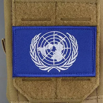 Вышивка флага Организации Объединенных Наций, тактические нашивки, значки на уличных сумках, нарукавная повязка на рюкзаке, значок с крючком и петлей, военная нашивка
