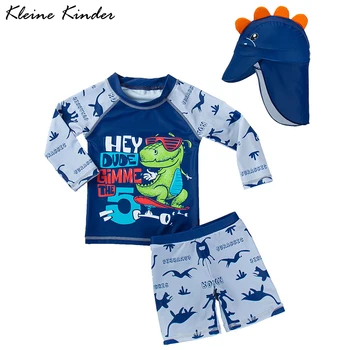 Детский купальник для мальчика с принтом динозавра, детский купальный костюм с длинными рукавами, летняя пляжная одежда, купальный костюм, детские купальники для мальчиков