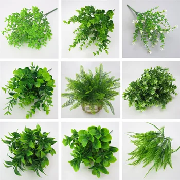 Дешевое искусственное растение папоротник трава свадебное украшение стен зеленый лист искусственный цветок пластиковое поддельное растение украшение домашнего сада
