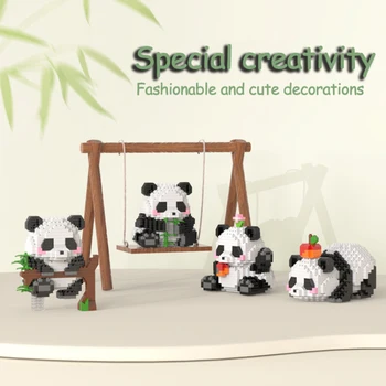 Забавный сафлор Cartoon Network из Фарфора-Шикарная панда, мини-гранулированный строительный блок, собранные игрушки, подарки на день рождения для мальчиков и девочек, подарки для друзей