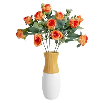 Искусственный свадебный букет, искусственные шелковые цветы, Букет роз, искусственные свадебные цветы, Элегантные Многоразовые Цветочные букеты для