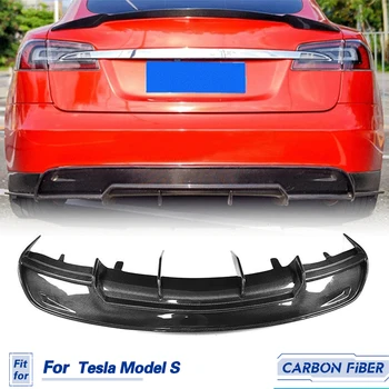 Карбоновый уплотнитель для губ заднего бампера для базового седана Tesla Model S 4-Дверный 2012-2016 Гоночный автомобиль, диффузор заднего бампера, разветвители