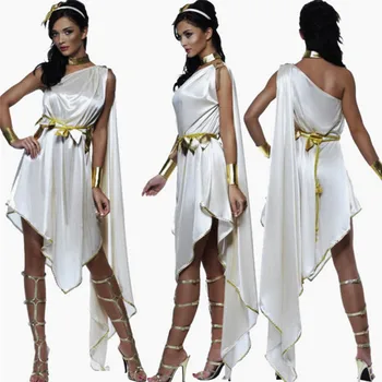 Карнавальная вечеринка, костюмы на Хэллоуин для леди, костюм Древнегреческой богини, костюм Афины, косплей, Женское Римско-Греческое платье-тога