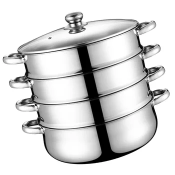 Кастрюля-пароварка из нержавеющей стали, готовящая суп на пару, посуда для приготовления продуктов на пару, пароварки, кастрюли, крышка для кастрюль (четырехслойная)