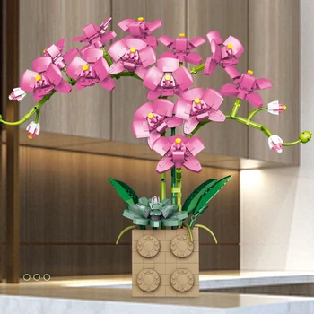 Конструктор из цветочной орхидеи Серии Бонсай для девочек, собирающих игрушечные цветы, Цветочная композиция для взрослых, Игрушки для подарков
