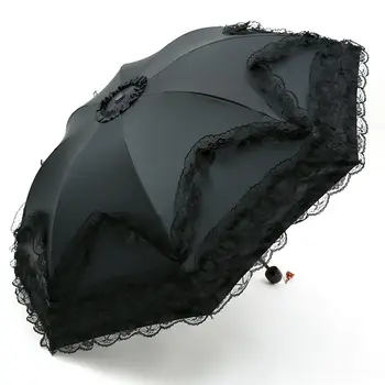 Кружевной УФ-зонт от солнца, Мини-портативный складной ручной зонт для девочек, женские зонтики от дождя и солнца