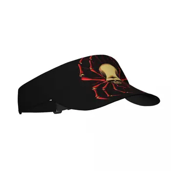 Летняя воздушная солнцезащитная шляпа с козырьком в виде паука с красным черепом, защита от ультрафиолета, спортивная солнцезащитная кепка для тенниса, гольфа и бега
