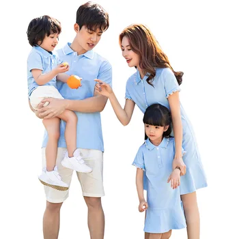 Летняя подходящая семейная одежда, платье для мамы и дочки, Хлопковая футболка и шорты для папы и сына, подходящие наряды для праздничной пары