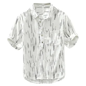 Льняная футболка с короткими рукавами для мужчин, летняя тонкая дышащая мужская льняная рубашка из ледяного шелка, свободная хлопчатобумажная льняная рубашка с короткими рукавами, топ