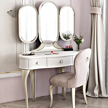 Мебель для спальни, деревянный туалетный столик в американском стиле с зеркалом, табурет для макияжа, Современный стол для макияжа высокого класса, мебель для дома