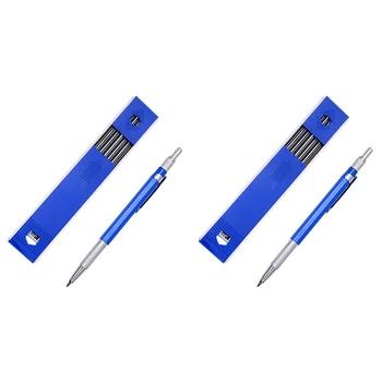 Механический карандаш 2шт 2,0 мм Грифельный карандаш для чернового рисования, Плотницкое создание художественных эскизов С 24 сменными штучками - синий