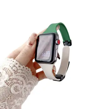 Модный Спортивный Мягкий Силиконовый Ремешок Для Часов Apple Watch SE 768543 S8 Ultra 49 мм 40 мм 41 мм 42 мм Ремешок Для Часов С Магнитной Металлической Пряжкой