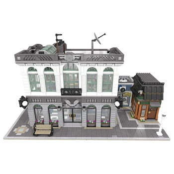 Модульная кирпичная банка MOC с кофе, коммерческая модель магазина уличной архитектуры, строительные блоки для ретро-детских подарков на день рождения.