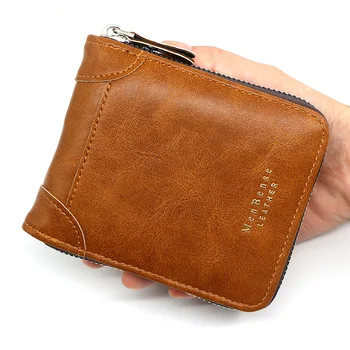 Мужской короткий кошелек на молнии, модный повседневный держатель для карт из искусственной кожи с карманом для монет