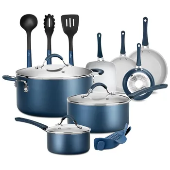 Набор кухонной посуды NutriChef из 14 предметов с антипригарным покрытием - кастрюли и сковородки с антипригарным покрытием