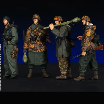 Набор моделей фигурки солдата из смолы в масштабе 1/35 Миниатюрная Фигурка Военного Солдата Комбинация из четырех В разобранном виде Неокрашенный 931