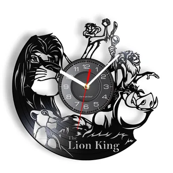 Настенные часы с виниловой пластинкой в стиле принца Льва, вдохновленные животными, ретро-подвесные часы в стиле сафари по джунглям, бесшумные стреловидные часы для детской спальни