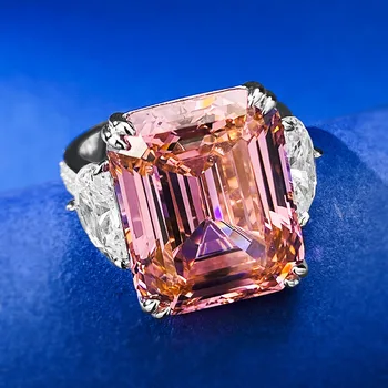 Новое прямоугольное женское кольцо весом 15 карат с кольцом sunset orange pink Ascut ring s925 silver