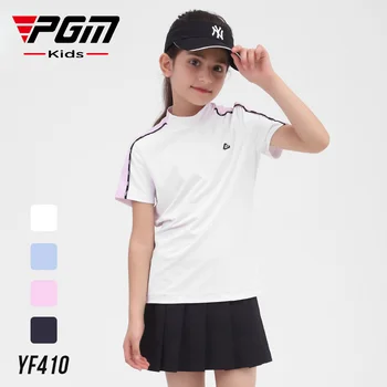 Одежда для гольфа PGM, Летняя Футболка с короткими рукавами, Спортивная Одежда, Быстросохнущий Трикотаж Для девочек, Цифровая Одежда с дышащей сеткой, Топы YF410